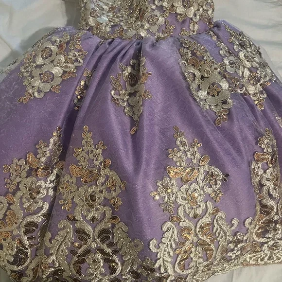 Elegant Purple and Gold Kids Dress